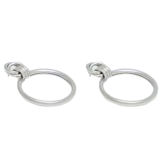 HOOP EARRINGS Metal earrings with round pendant Silver - Picture 4 of 8